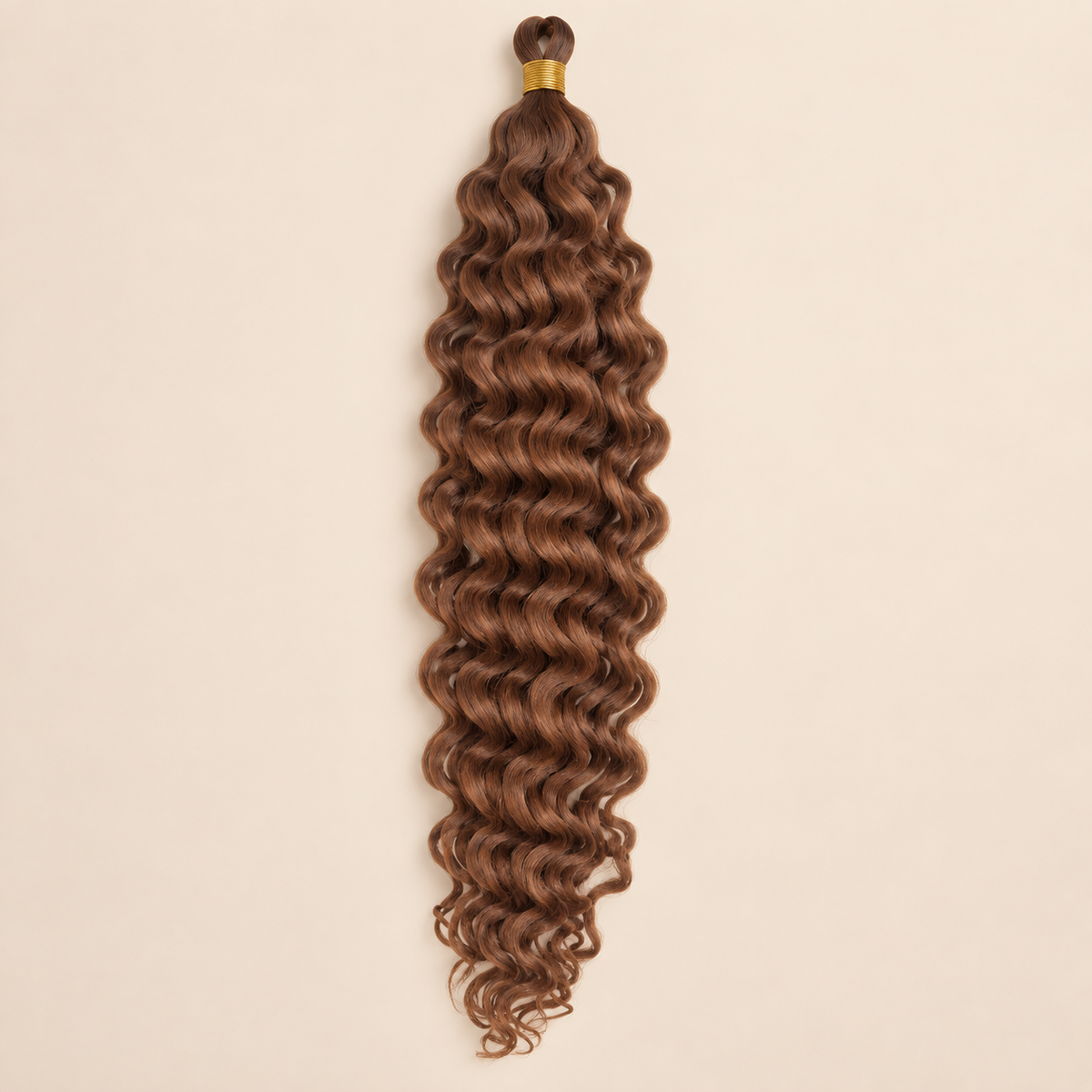 Koperbruin RastAfri Creek Curl kanekalon vlechthaar, 30, 50 cm, 85 gram, beige achtergrond