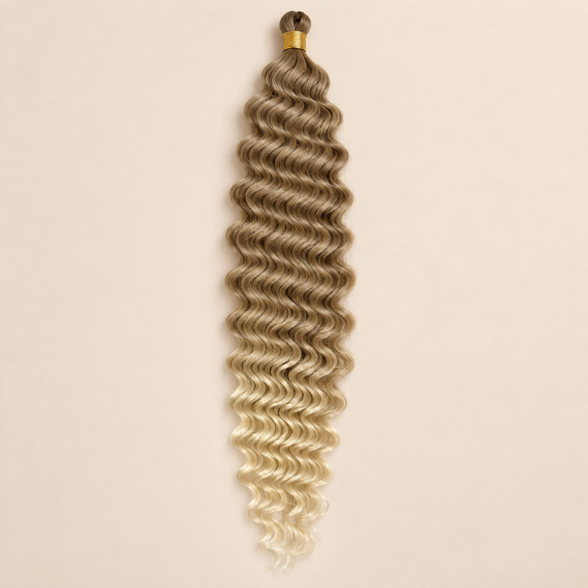 Honingblond naar lichtblond ombré RastAfri Jamaican Curl kanekalon vlechthaar, T27/613, 50 cm, 85 gram, beige achtergrond
