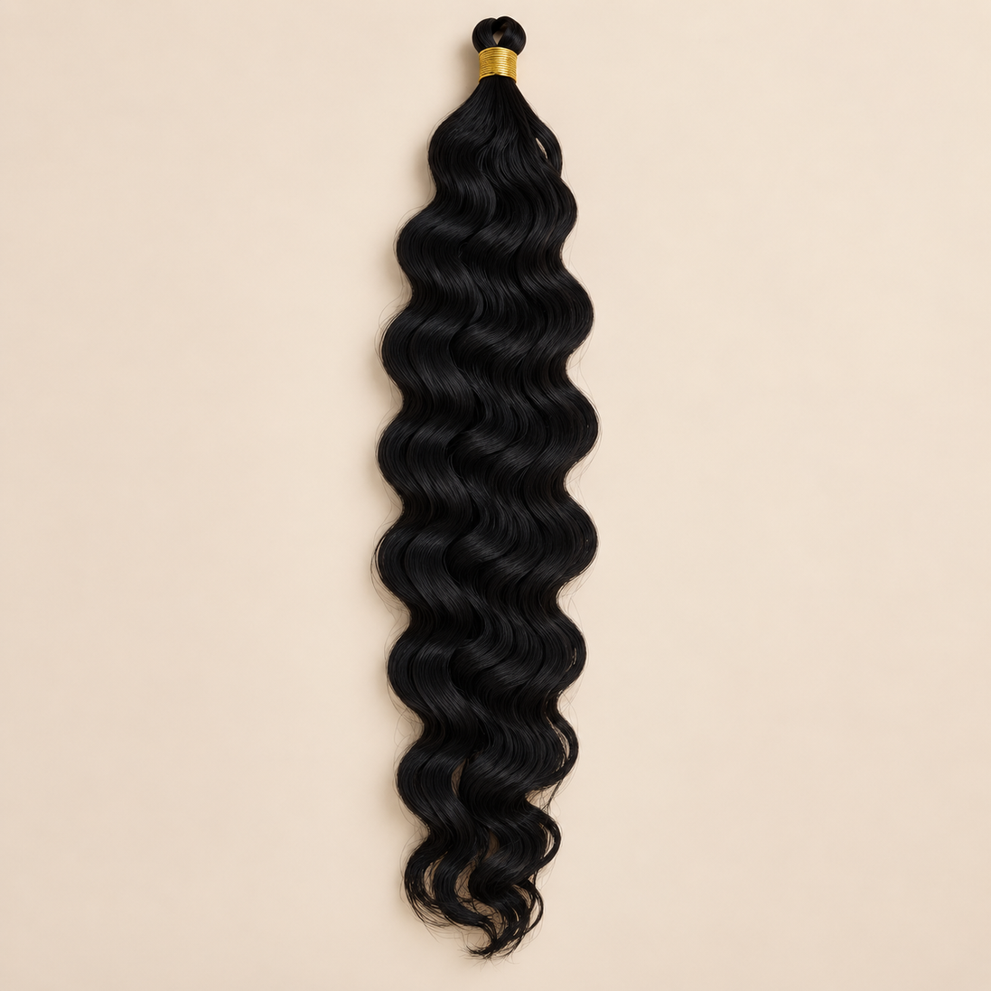Zwart RastAfri Kingston Curl kanekalon vlechthaar, 1, 50 cm, 85 gram, beige achtergrond