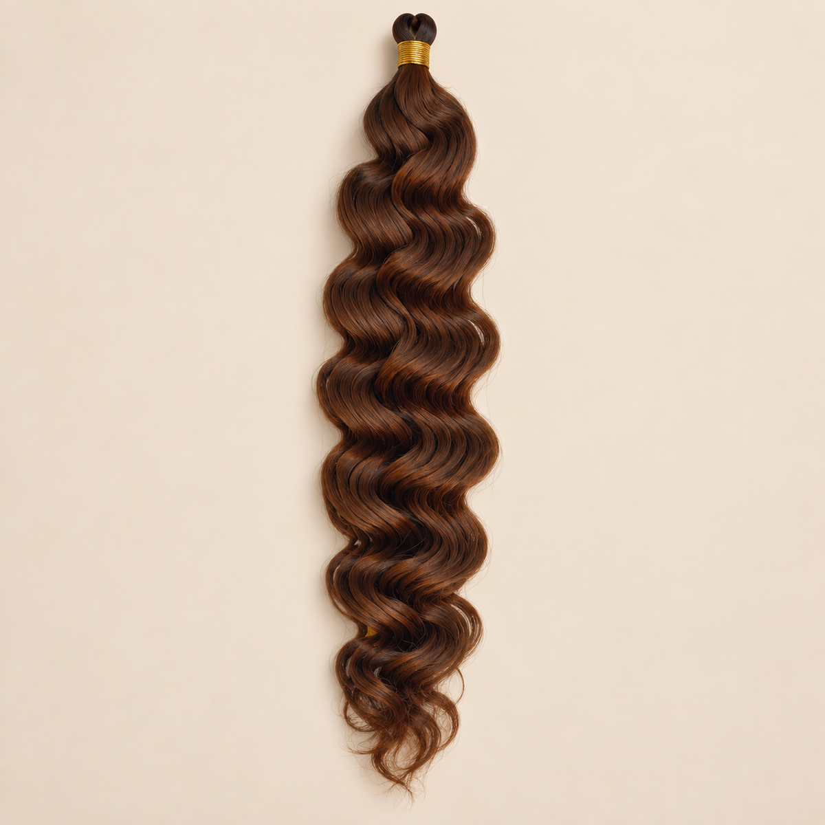 Koperbruin RastAfri Kingston Curl kanekalon vlechthaar, 30, 50 cm, 85 gram, beige achtergrond