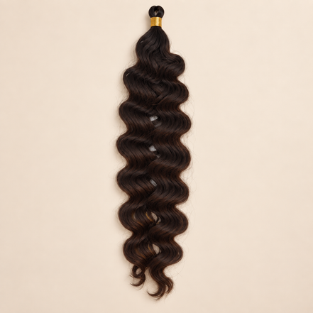 Donkerbruin RastAfri Kingston Curl kanekalon vlechthaar, 4, 50 cm, 85 gram, beige achtergrond