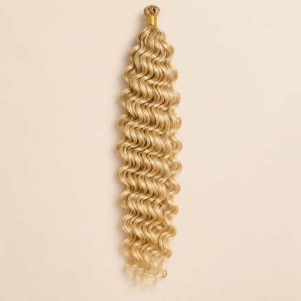Lichtblond RastAfri Creek Curl kanekalon vlechthaar, 613, 50 cm, 85 gram, beige achtergrond