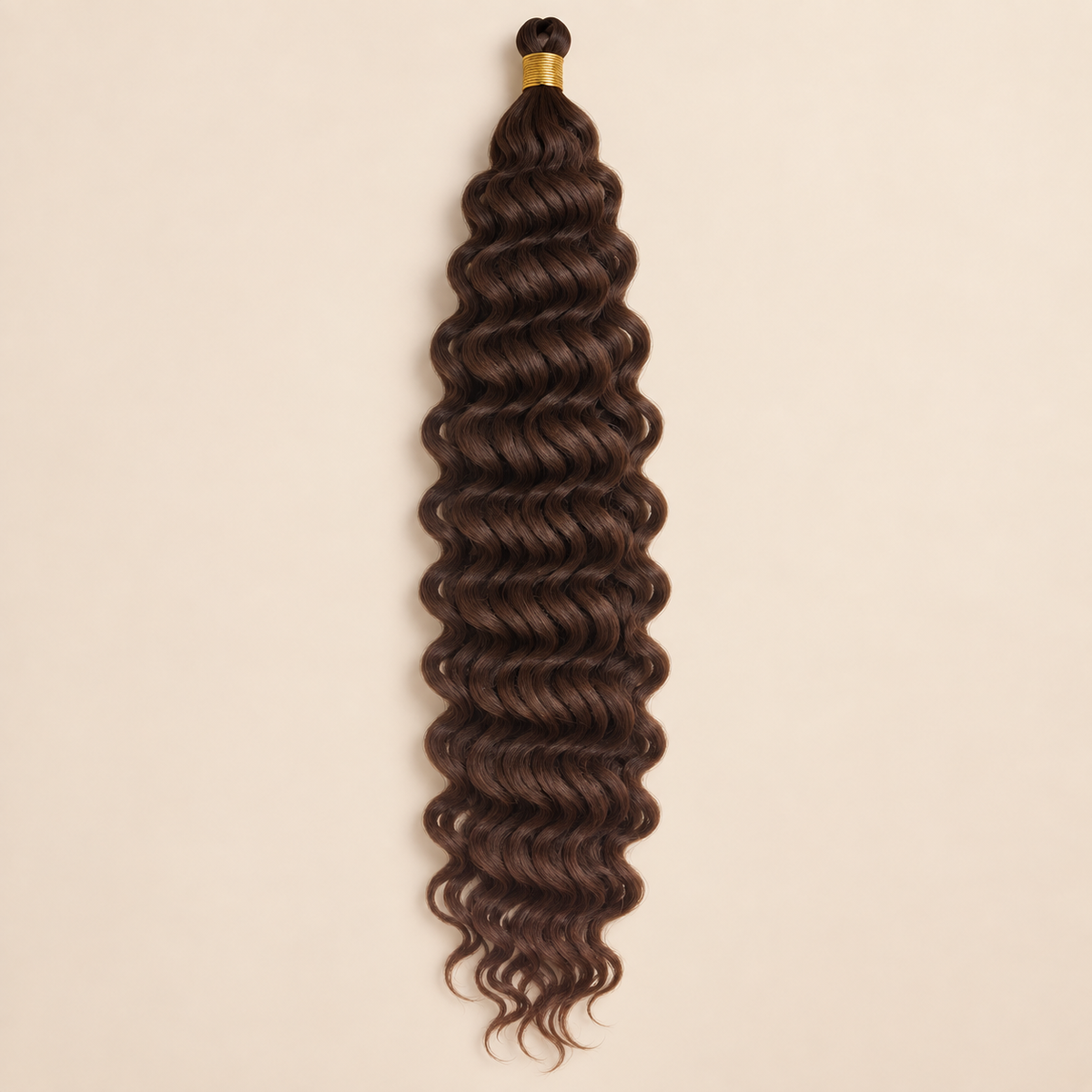 Donkerbruin met koperbruin RastAfri Creek Curl kanekalon vlechthaar, F4/30, 50 cm, 85 gram, beige achtergrond