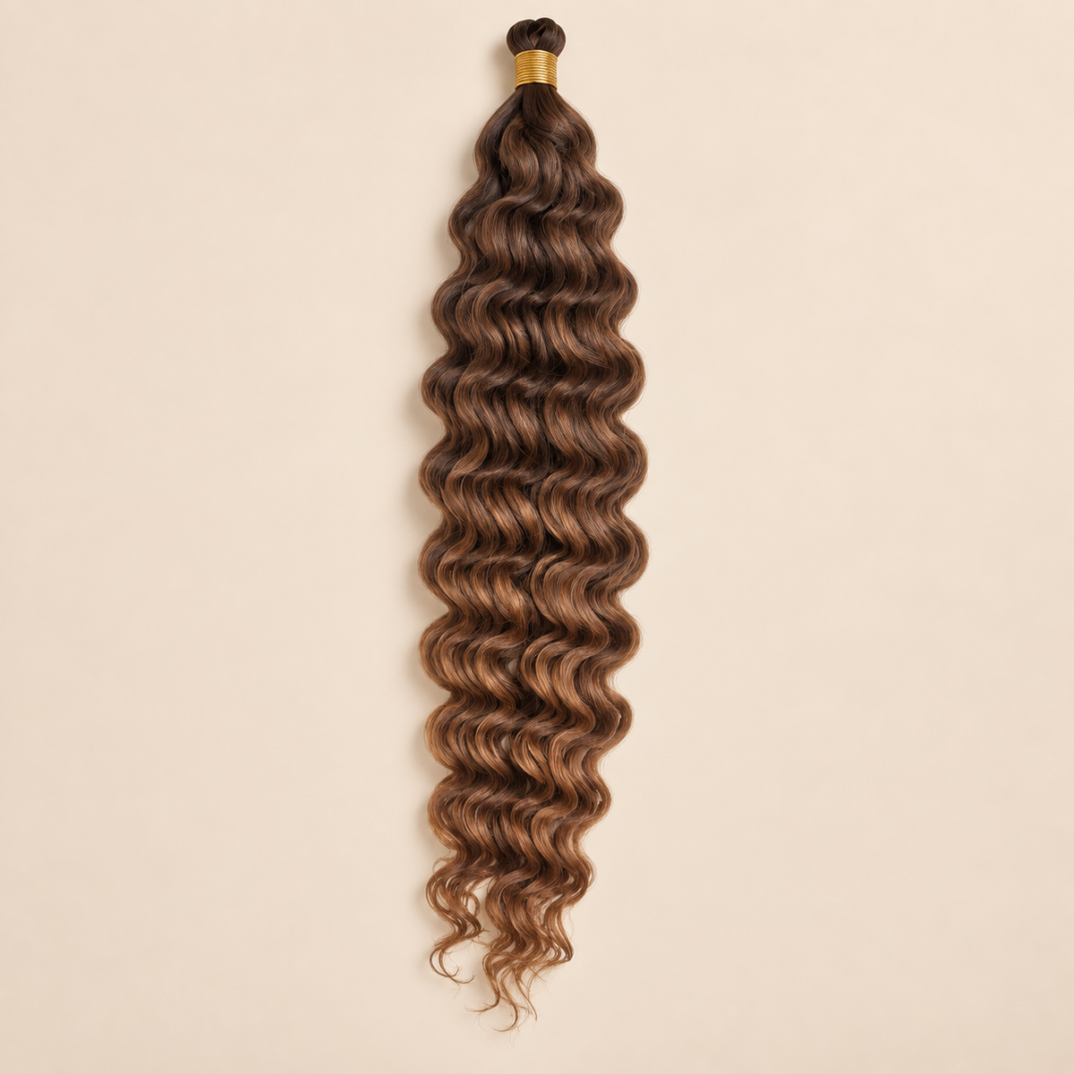 Zwart naar koperbruin ombré RastAfri Creek Curl kanekalon vlechthaar, T1B/30, 50 cm, 85 gram, beige achtergrond