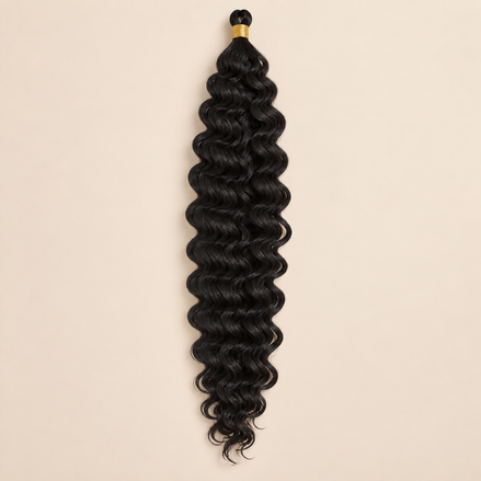 Zwart RastAfri Creek Curl kanekalon vlechthaar, 1, 50 cm, 85 gram, beige achtergrond