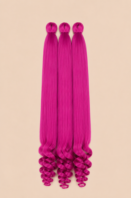 RastAfri Easy 3-in-1 Goddess Electric Pink invlechthaar 3-pack op lichtbeige achtergrond