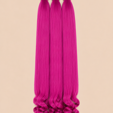 RastAfri Easy 3-in-1 Goddess Electric Pink invlechthaar 3-pack op lichtbeige achtergrond