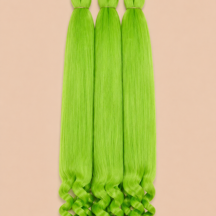 RastAfri Easy 3-in-1 Goddess Lime Green invlechthaar 3-pack op lichtbeige achtergrond