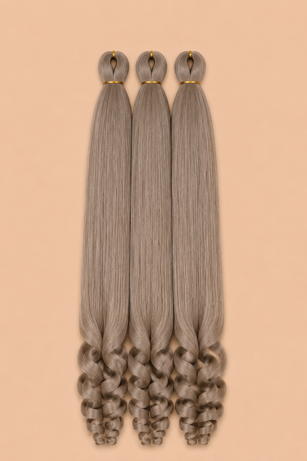 RastAfri Easy 3-in-1 Goddess Smokey Taupe invlechthaar 3-pack op lichtbeige achtergrond