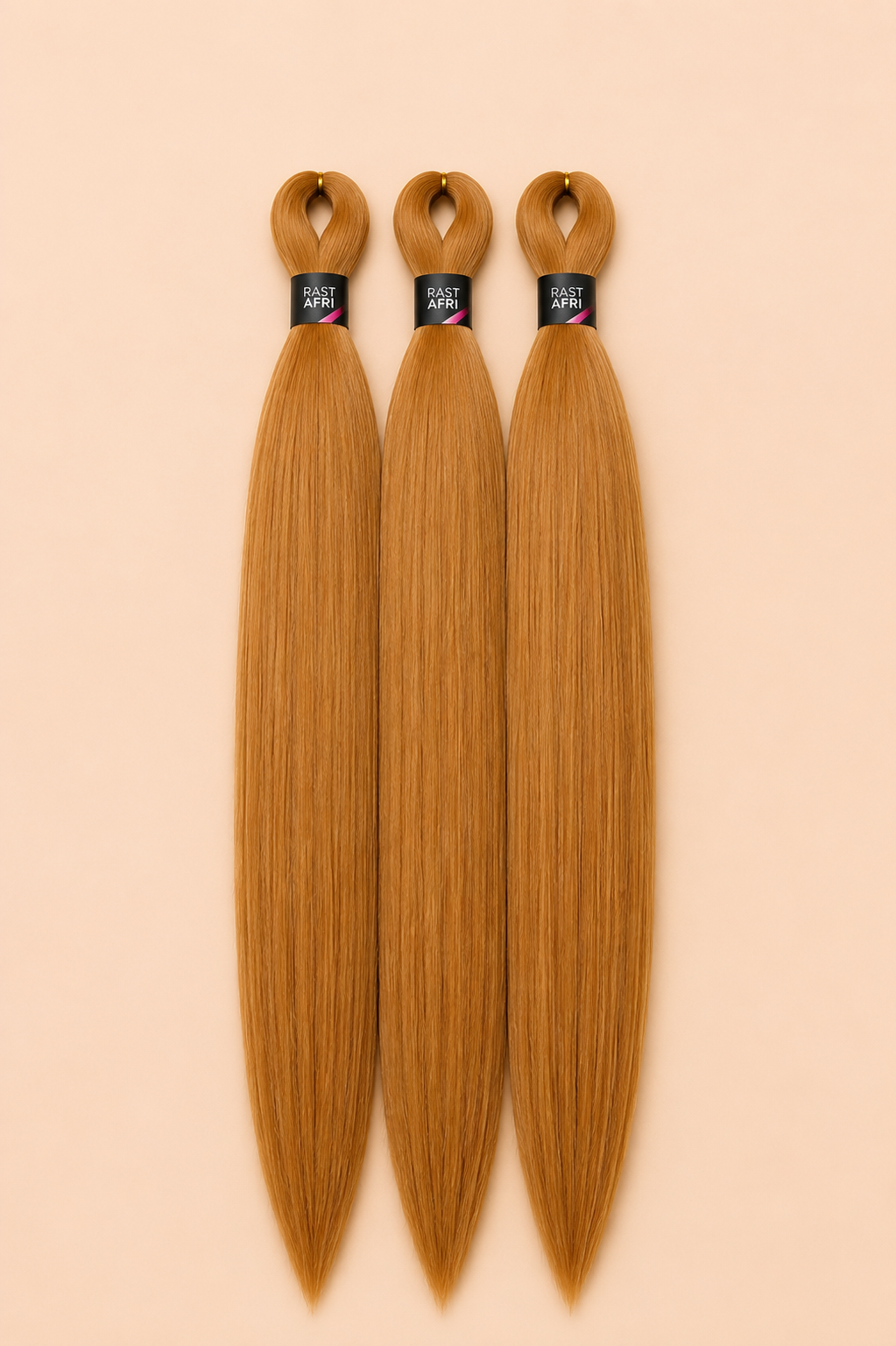 RastAfri Easy Braid 3-in-1 kleur 27 Ginger 75 cm op beige achtergrond