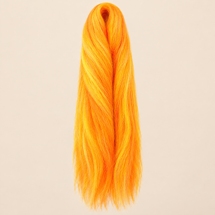 Jumbo Braid 100% RastAfri 60 cm – SunKiss geel-oranje op beige achtergrond