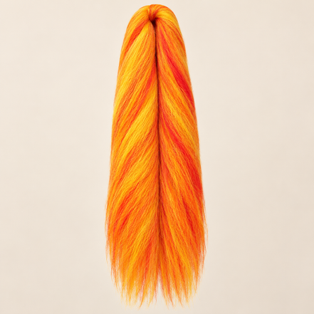 Jumbo Braid 100% RastAfri 60 cm – Neon Orange neonoranje op beige achtergrond