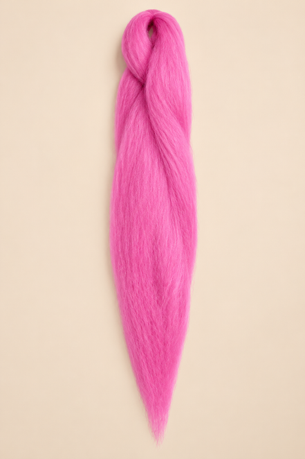 Jumbo Braid Pre-Stretched RastAfri 60–65 cm – HotPink roze op beige achtergrond