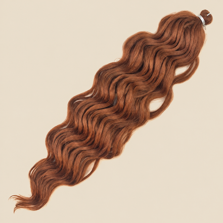 RastAfri Lake Wave 30, koperbruin kanekalon op beige achtergrond