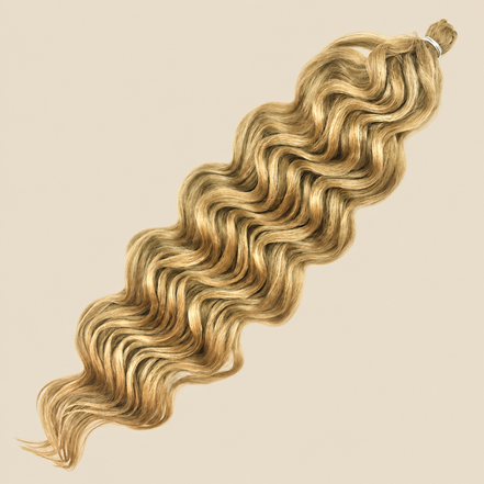 RastAfri Lake Wave F27/613, honingblond lichtblond mix kanekalon op beige achtergrond