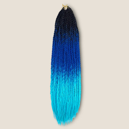 Senegalese Twists 70 cm zwart blauw turquoise ombre – crochet invlechthaar