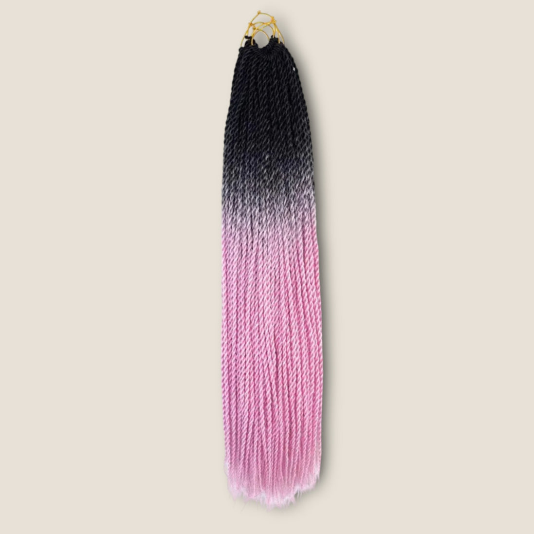 Senegalese Twists 70 cm zwart grijs roze ombre – crochet invlechthaar