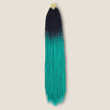 Senegalese Twists 70 cm zwart turquoise ombre – crochet invlechthaar