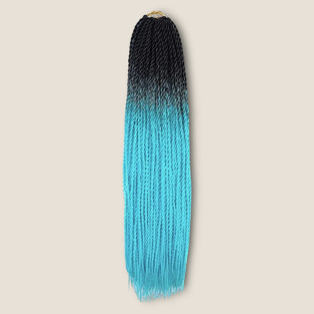 Senegalese Twists 70 cm zwart turquoise ombre – crochet invlechthaar