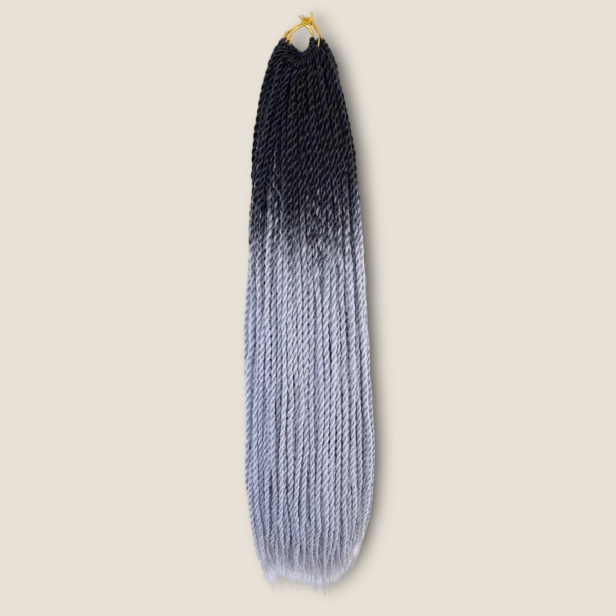Senegalese Twists 70 cm zwart zilvergrijs ombre – crochet invlechthaar