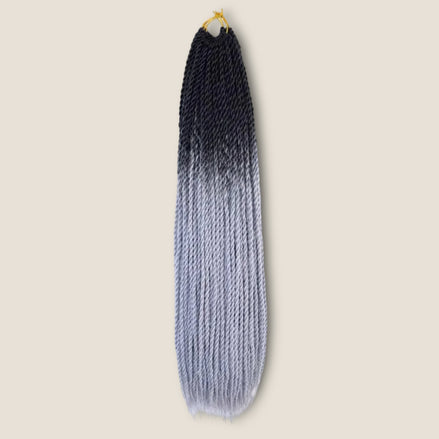 Senegalese Twists 70 cm zwart zilvergrijs ombre – crochet invlechthaar