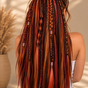 Shop de Look rood bruin oranje straight braids met wijnrood, bruin en koperoranje