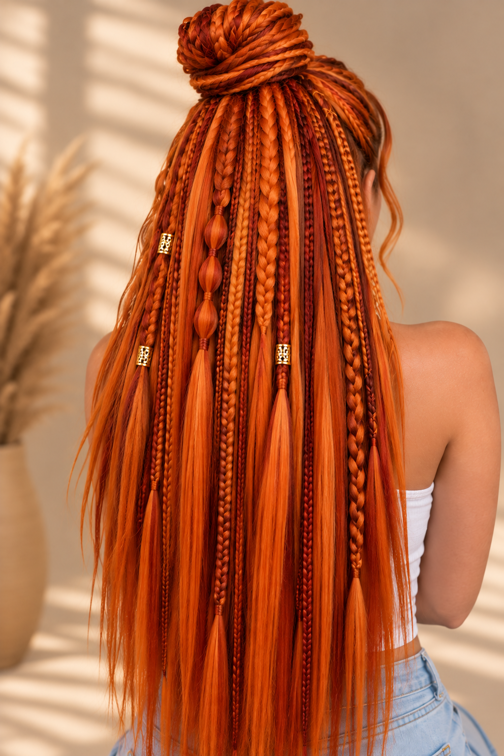 Shop de Look Full Copper Orange straight braids met oranje, lichtkoper en ginger koper