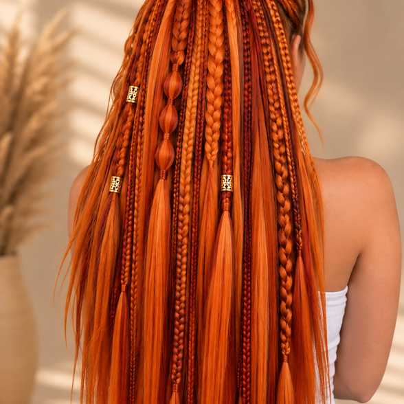 Shop de Look Full Copper Orange straight braids met oranje, lichtkoper en ginger koper