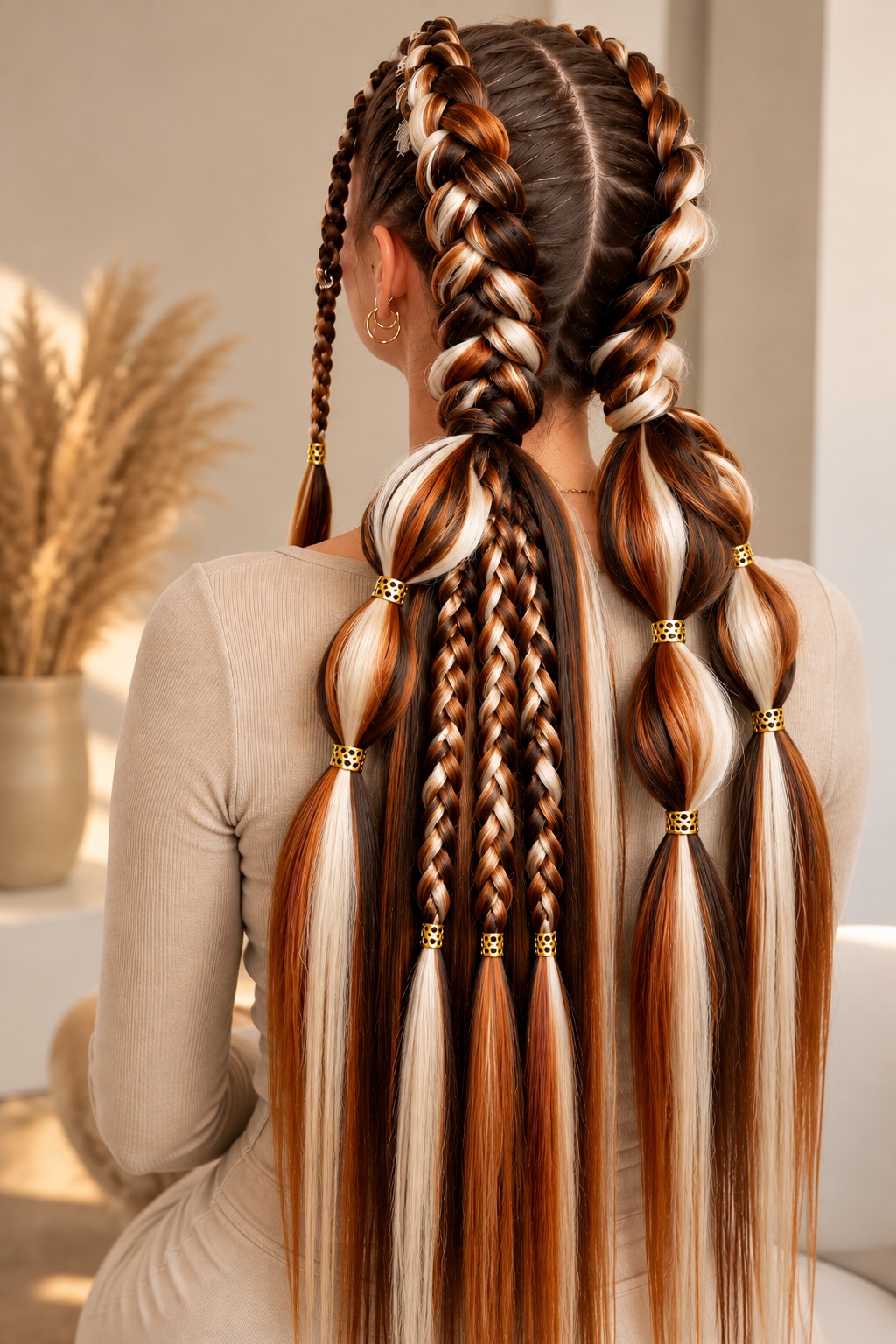 Shop de Look straight braids in witblond blond bruin en ginger koper