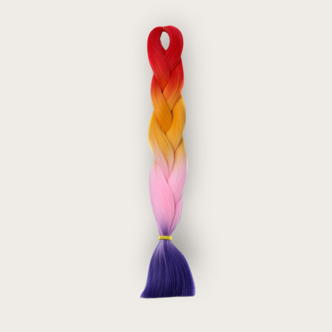 Soft kanekalon invlechthaar 60 cm ombre rood oranje geel roze paars