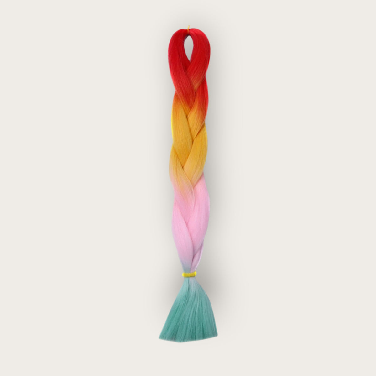 Soft kanekalon invlechthaar 60 cm ombre rood oranje geel roze mint