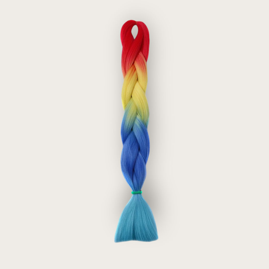 Soft kanekalon invlechthaar 60 cm regenboog rood geel blauw lichtblauw