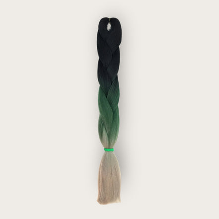 Soft kanekalon invlechthaar 60 cm ombre zwart groen grijs