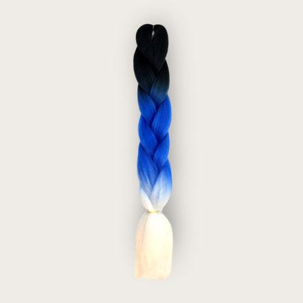 Soft kanekalon invlechthaar 60 cm ombre zwart blauw wit