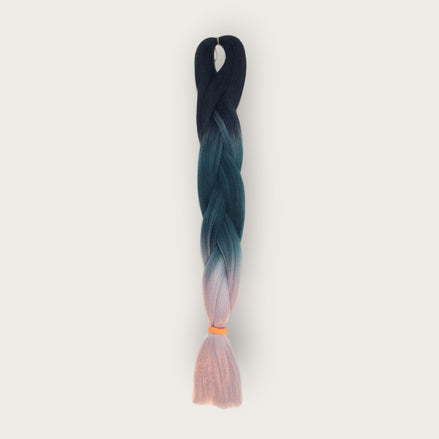 Soft kanekalon invlechthaar 60 cm ombre donkerblauw petrol oudroze