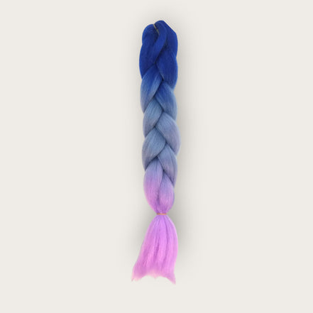 Soft kanekalon invlechthaar 60 cm ombre kobaltblauw lichtblauw lila