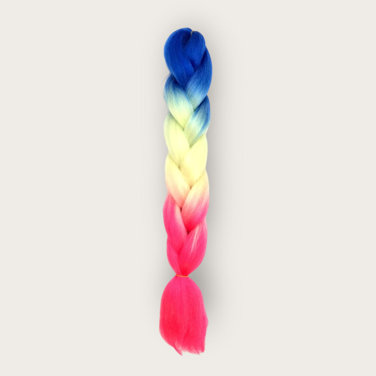 Soft kanekalon invlechthaar 60 cm multicolor blauw geel roze