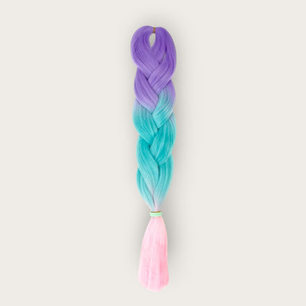 Soft Kanekalon Invlechthaar 60 cm – Paars Turquoise Lichtroze Ombre