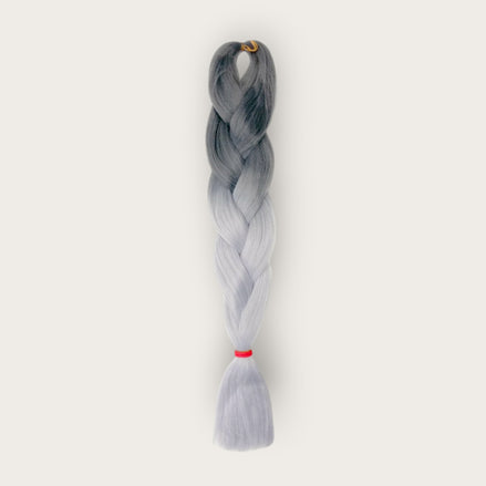 Soft Kanekalon Invlechthaar 60 cm – Donkergrijs Lichtgrijs Ombre