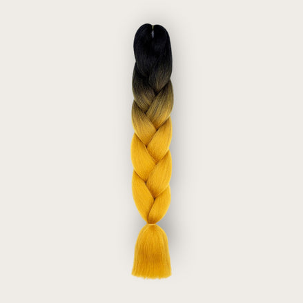 Soft Kanekalon Invlechthaar 60 cm – Zwart Okergeel Goud Ombre