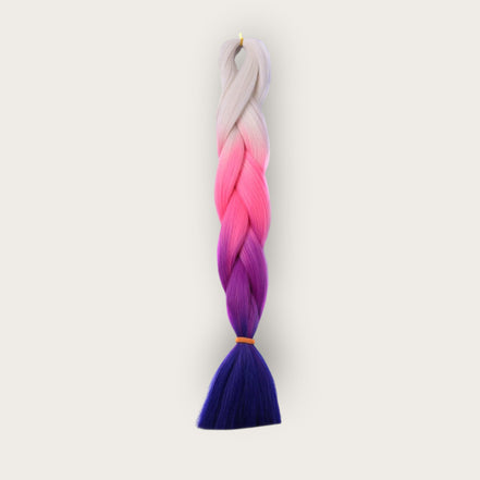 Soft kanekalon invlechthaar 60 cm ombre wit roze paars blauw