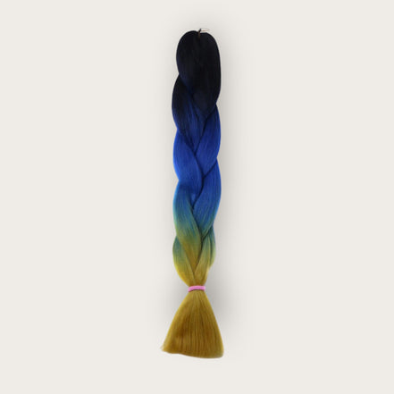 Soft kanekalon invlechthaar 60 cm ombre zwart blauw geel