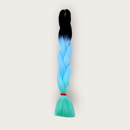 Soft kanekalon invlechthaar 60 cm ombre zwart lichtblauw mint