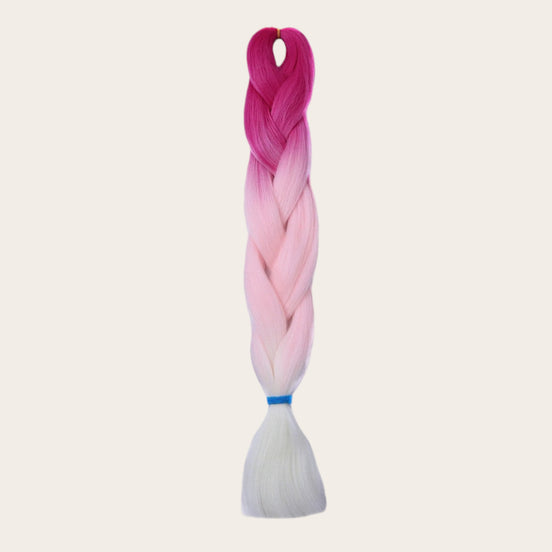 Soft kanekalon ombre invlechthaar fuchsia lichtroze wit