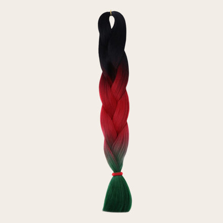 Soft kanekalon ombre invlechthaar zwart rood groen