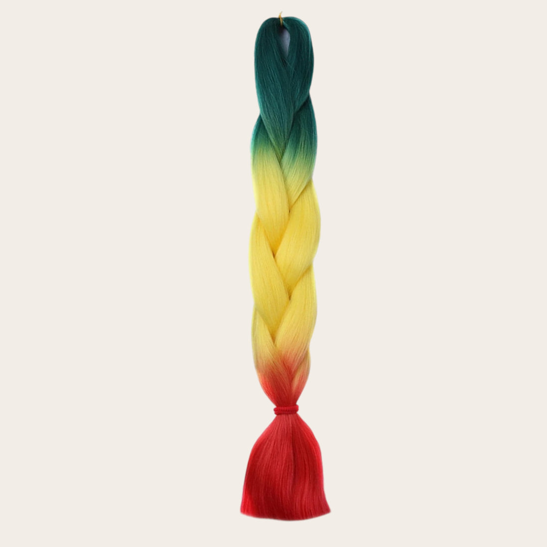 Soft kanekalon ombre invlechthaar groen geel rood