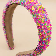Brede roze haarband met multicolor sprinkles – De HaarBoetiek