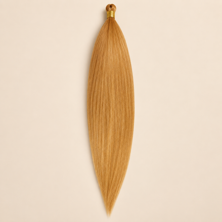 Steil Pony Kanekalon vlechthaar in kleur 1, 70 cm en 100 gram, op beige achtergrond