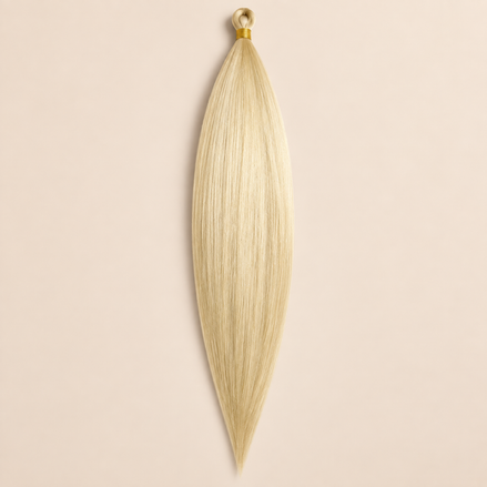Steil Pony Kanekalon vlechthaar in kleur T6/613F, 70 cm en 100 gram, op beige achtergrond