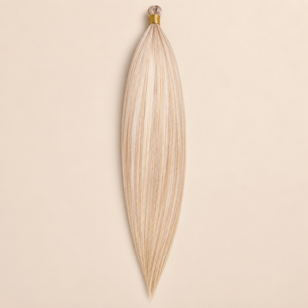 Steil Pony Kanekalon vlechthaar in kleur TT4/HPD152, 70 cm en 100 gram, op beige achtergrond